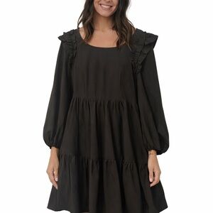 Entro Black Long Sleeve Ruffle Dress
